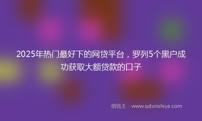 2025年热门最好下的网贷平台，罗列5个黑户成功获取大额贷款的口子
