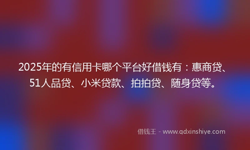 2025年的有信用卡哪个平台好借钱有：惠商贷、51人品贷、小米贷款、拍拍贷、随身贷等。