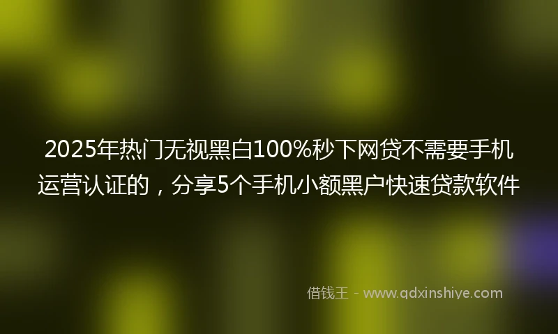 2025年热门无视黑白100%秒下网贷不需要手机运营认证的，分享5个手机小额黑户快速贷款软件