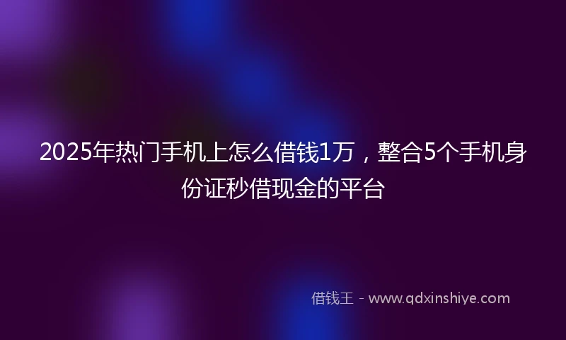 2025年热门手机上怎么借钱1万，整合5个手机身份证秒借现金的平台