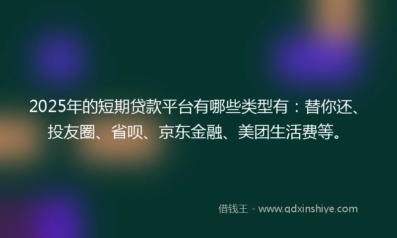 2025年的短期贷款平台有哪些类型有：替你还、投友圈、省呗、京东金融、美团生活费等。
