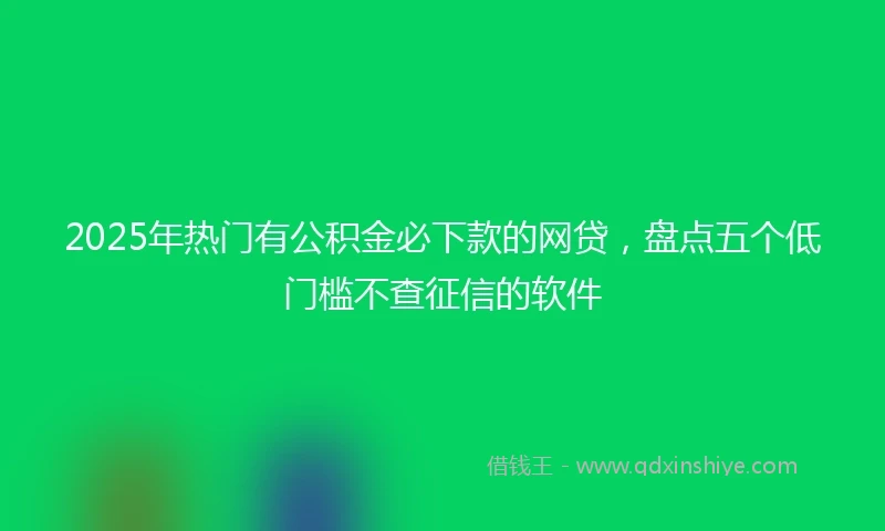 2025年热门有公积金必下款的网贷，盘点五个低门槛不查征信的软件