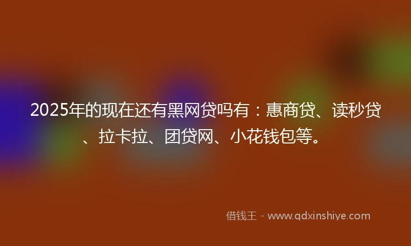 2025年的现在还有黑网贷吗有：惠商贷、读秒贷、拉卡拉、团贷网、小花钱包等。