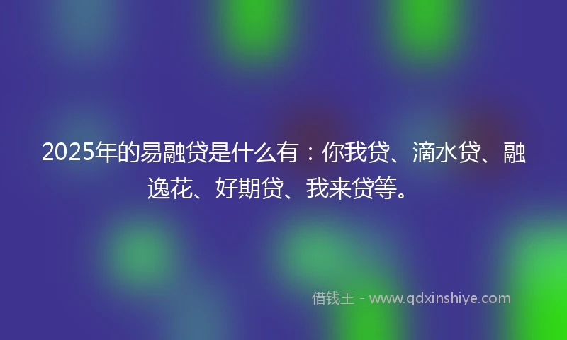 2025年的易融贷是什么有：你我贷、滴水贷、融逸花、好期贷、我来贷等。