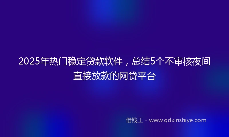 2025年热门稳定贷款软件，总结5个不审核夜间直接放款的网贷平台