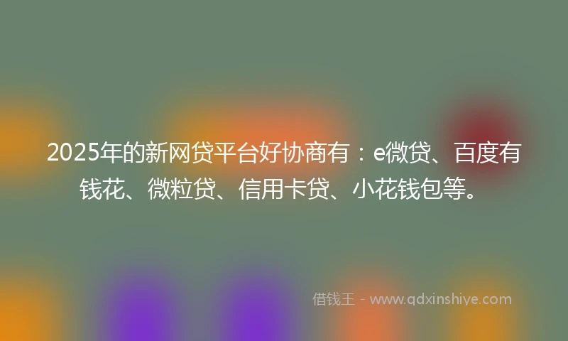 2025年的新网贷平台好协商有：e微贷、百度有钱花、微粒贷、信用卡贷、小花钱包等。