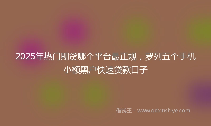 2025年热门期货哪个平台最正规，罗列五个手机小额黑户快速贷款口子
