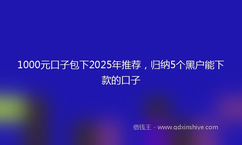 1000元口子包下2025年推荐，归纳5个黑户能下款的口子
