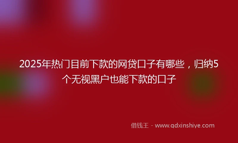 2025年热门目前下款的网贷口子有哪些，归纳5个无视黑户也能下款的口子