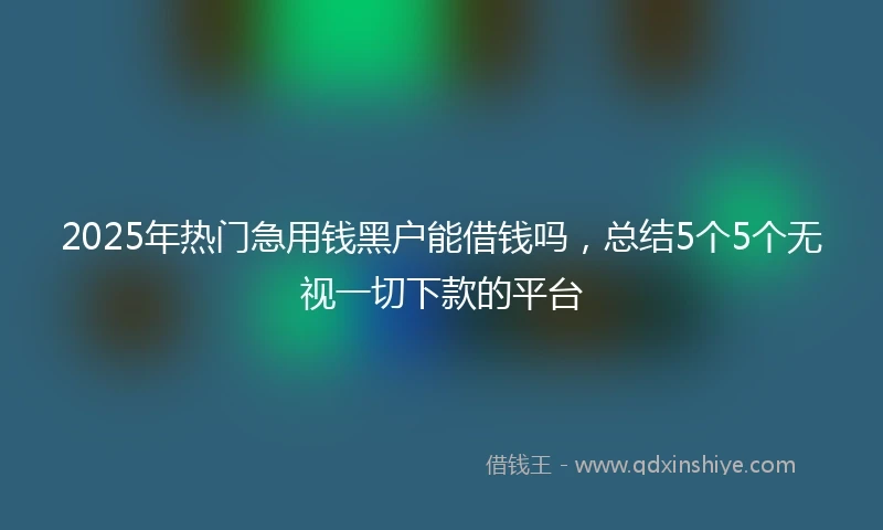 2025年热门急用钱黑户能借钱吗，总结5个5个无视一切下款的平台