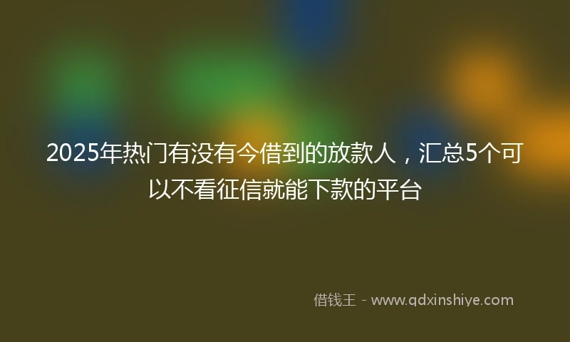 2025年热门有没有今借到的放款人，汇总5个可以不看征信就能下款的平台