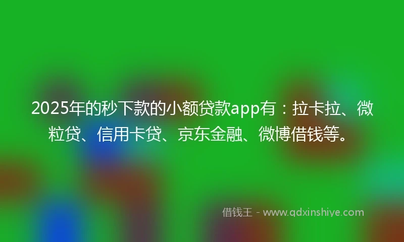 2025年的秒下款的小额贷款app有：拉卡拉、微粒贷、信用卡贷、京东金融、微博借钱等。