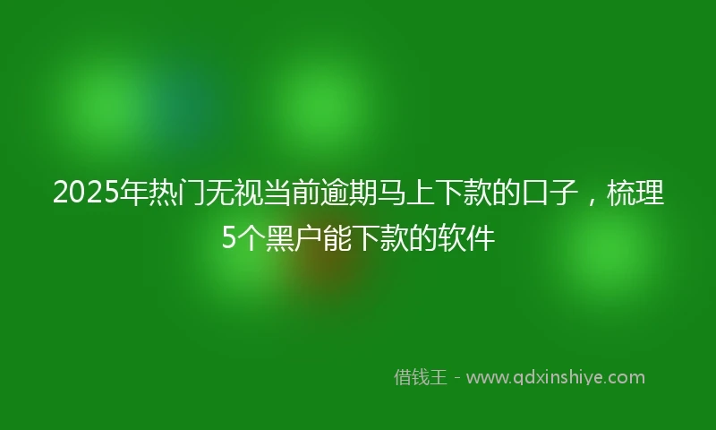 2025年热门无视当前逾期马上下款的口子，梳理5个黑户能下款的软件