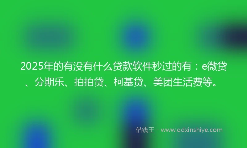 2025年的有没有什么贷款软件秒过的有：e微贷、分期乐、拍拍贷、柯基贷、美团生活费等。