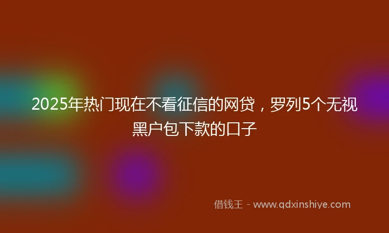 2025年热门现在不看征信的网贷，罗列5个无视黑户包下款的口子
