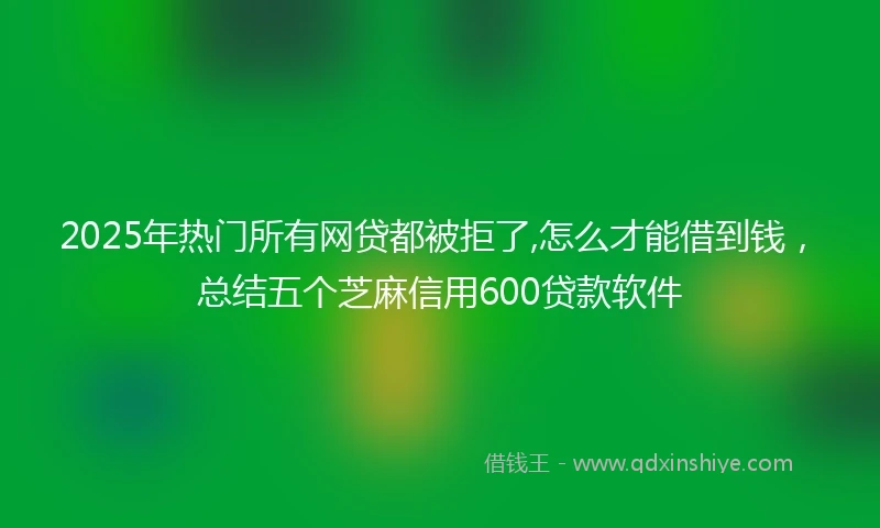 2025年热门所有网贷都被拒了,怎么才能借到钱，总结五个芝麻信用600贷款软件