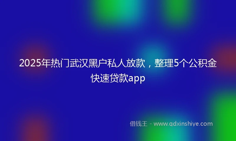 2025年热门武汉黑户私人放款，整理5个公积金快速贷款app