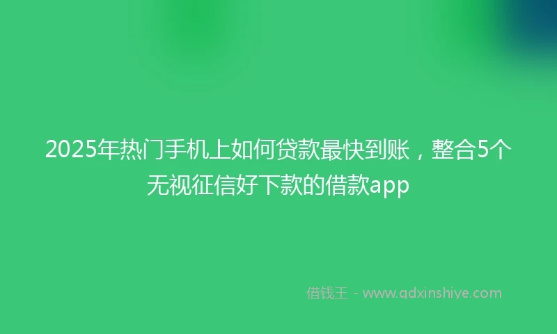 2025年热门手机上如何贷款最快到账，整合5个无视征信好下款的借款app