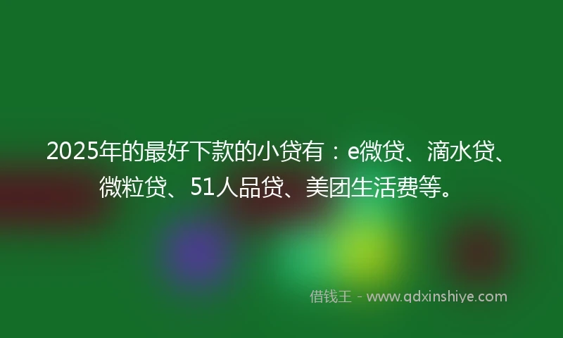 2025年的最好下款的小贷有：e微贷、滴水贷、微粒贷、51人品贷、美团生活费等。