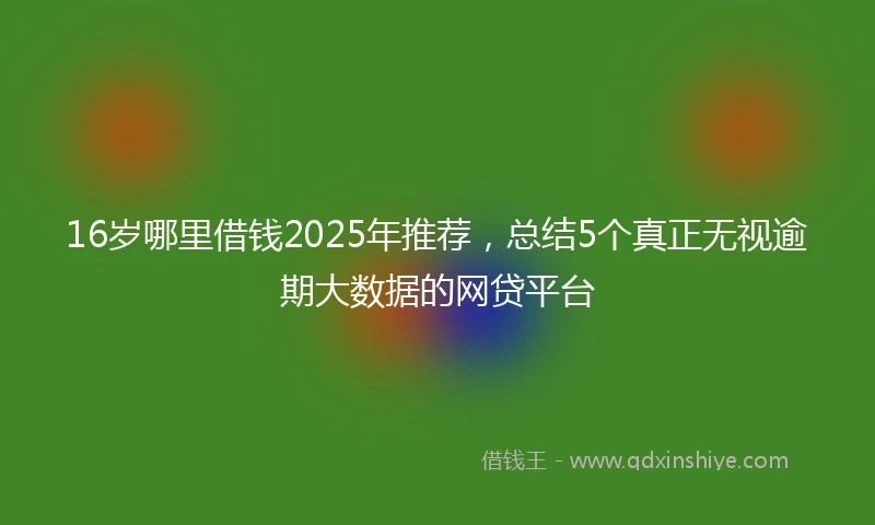 16岁哪里借钱2025年推荐，总结5个真正无视逾期大数据的网贷平台