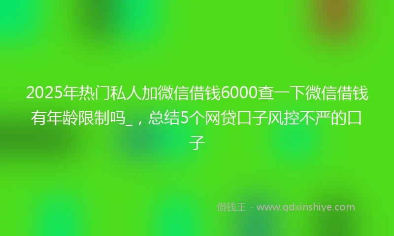 2025年热门私人加微信借钱6000查一下微信借钱有年龄限制吗_，总结5个网贷口子风控不严的口子