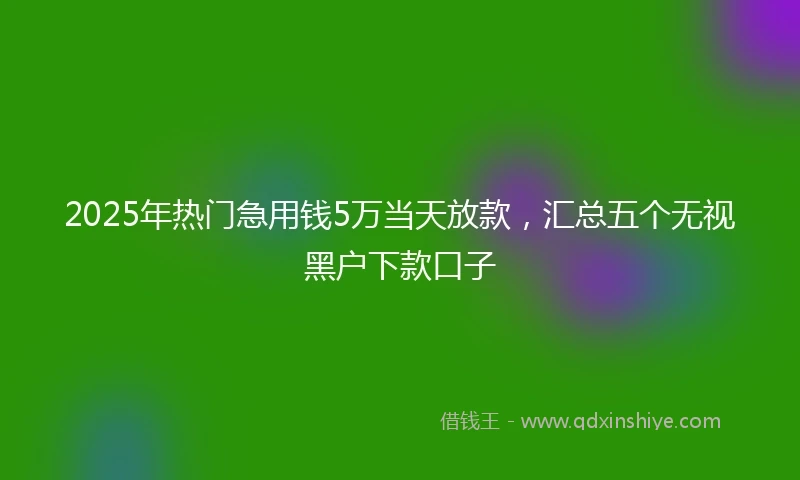 2025年热门急用钱5万当天放款，汇总五个无视黑户下款口子