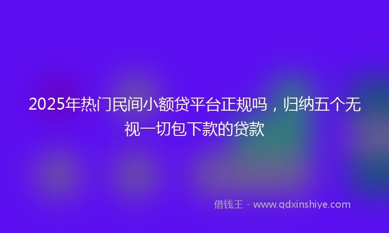 2025年热门民间小额贷平台正规吗，归纳五个无视一切包下款的贷款