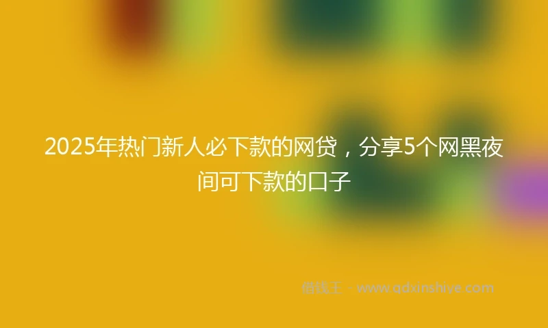 2025年热门新人必下款的网贷，分享5个网黑夜间可下款的口子