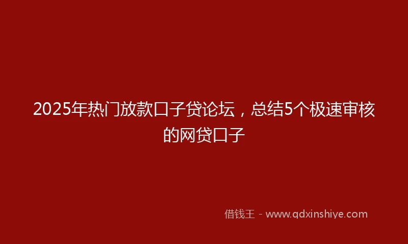 2025年热门放款口子贷论坛，总结5个极速审核的网贷口子