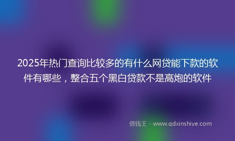 2025年热门查询比较多的有什么网贷能下款的软件有哪些，整合五个黑白贷款不是高炮的软件