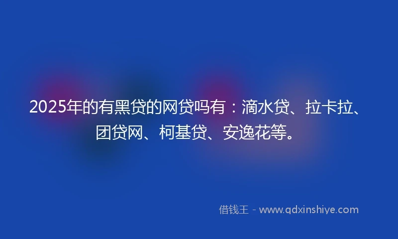 2025年的有黑贷的网贷吗有：滴水贷、拉卡拉、团贷网、柯基贷、安逸花等。