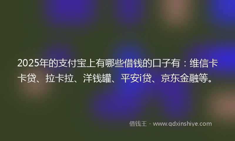 2025年的支付宝上有哪些借钱的口子有：维信卡卡贷、拉卡拉、洋钱罐、平安i贷、京东金融等。