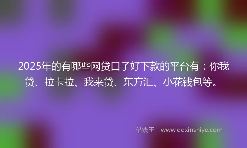 2025年的有哪些网贷口子好下款的平台有：你我贷、拉卡拉、我来贷、东方汇、小花钱包等。