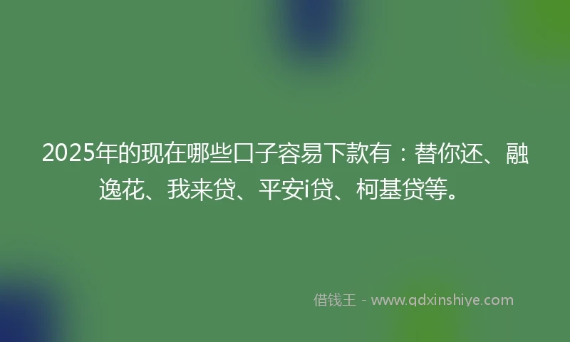 2025年的现在哪些口子容易下款有：替你还、融逸花、我来贷、平安i贷、柯基贷等。