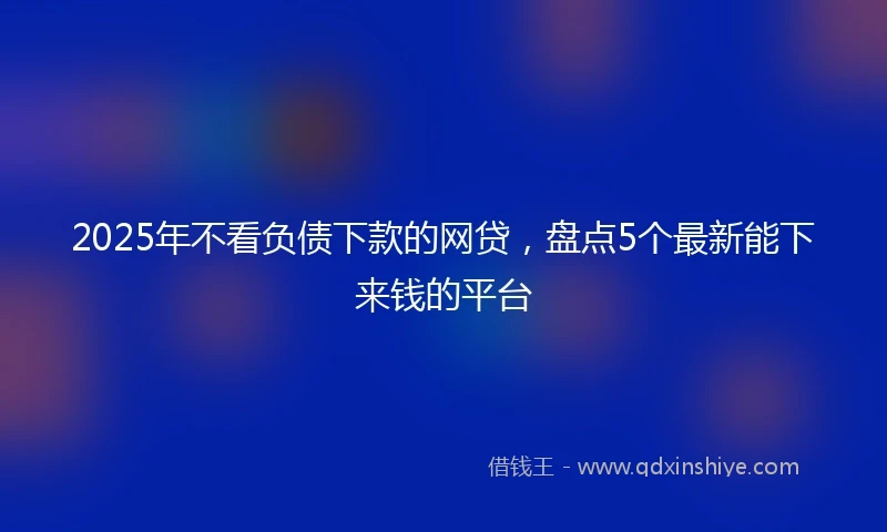 2025年不看负债下款的网贷，盘点5个最新能下来钱的平台
