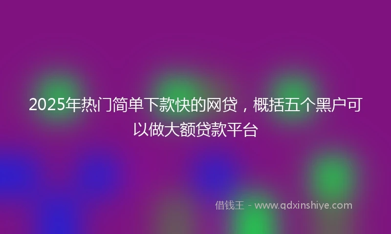 2025年热门简单下款快的网贷，概括五个黑户可以做大额贷款平台