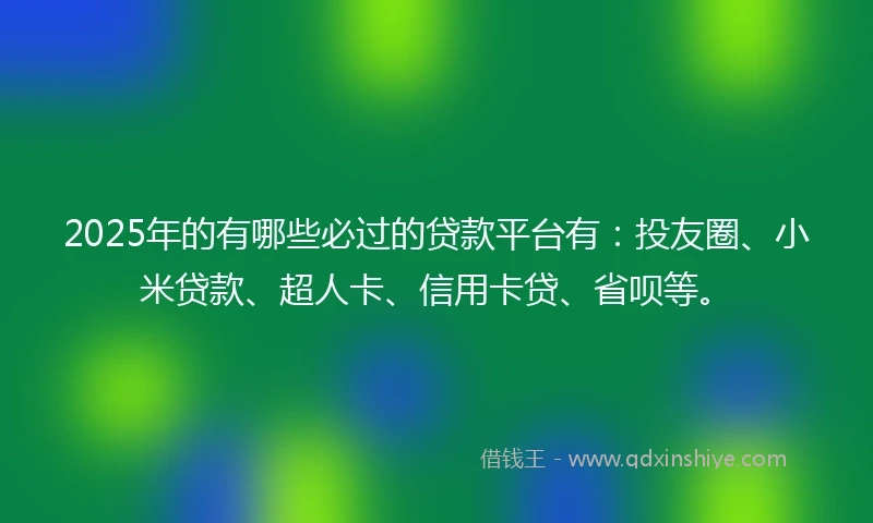 2025年的有哪些必过的贷款平台有：投友圈、小米贷款、超人卡、信用卡贷、省呗等。