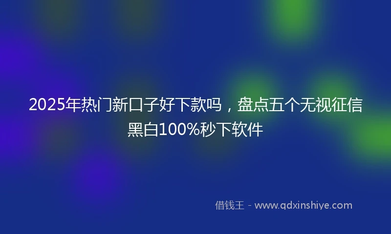 2025年热门新口子好下款吗，盘点五个无视征信黑白100%秒下软件