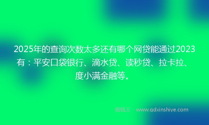 2025年的查询次数太多还有哪个网贷能通过2023有：平安口袋银行、滴水贷、读秒贷、拉卡拉、度小满金融等。