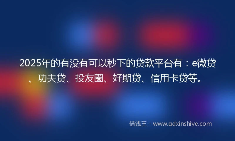 2025年的有没有可以秒下的贷款平台有：e微贷、功夫贷、投友圈、好期贷、信用卡贷等。
