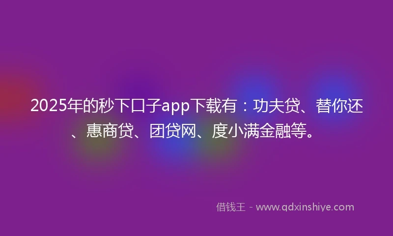 2025年的秒下口子app下载有：功夫贷、替你还、惠商贷、团贷网、度小满金融等。
