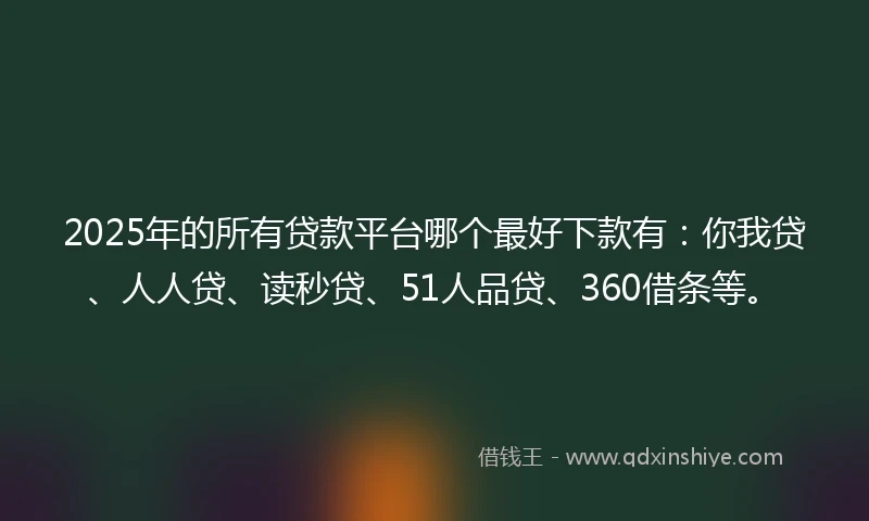 2025年的所有贷款平台哪个最好下款有：你我贷、人人贷、读秒贷、51人品贷、360借条等。
