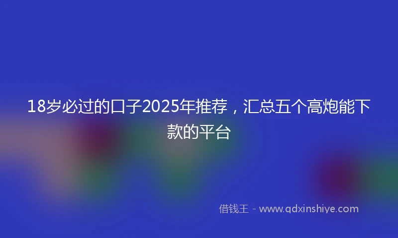 18岁必过的口子2025年推荐，汇总五个高炮能下款的平台