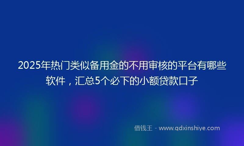 2025年热门类似备用金的不用审核的平台有哪些软件，汇总5个必下的小额贷款口子