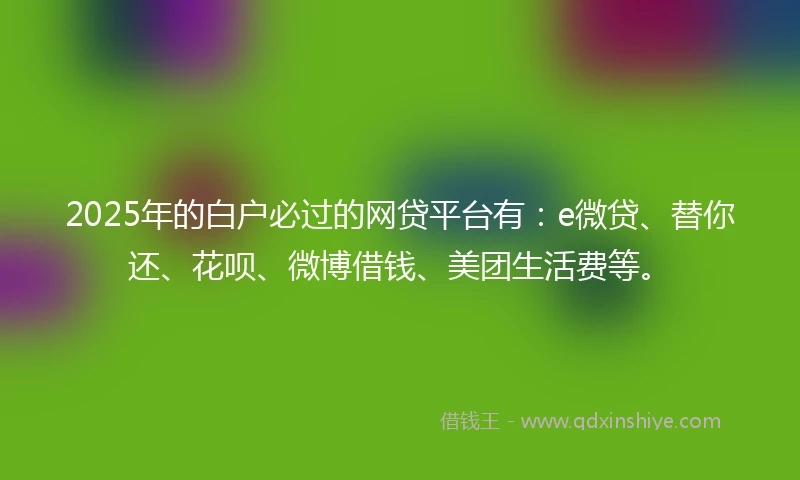 2025年的白户必过的网贷平台有：e微贷、替你还、花呗、微博借钱、美团生活费等。