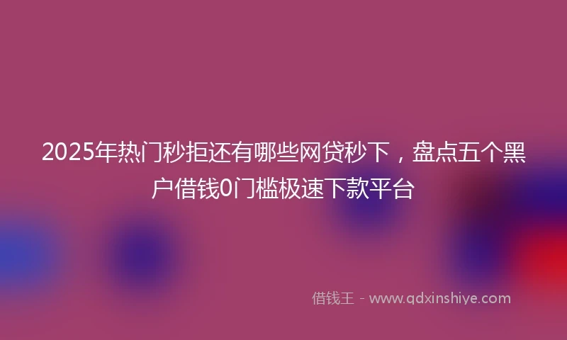 2025年热门秒拒还有哪些网贷秒下，盘点五个黑户借钱0门槛极速下款平台