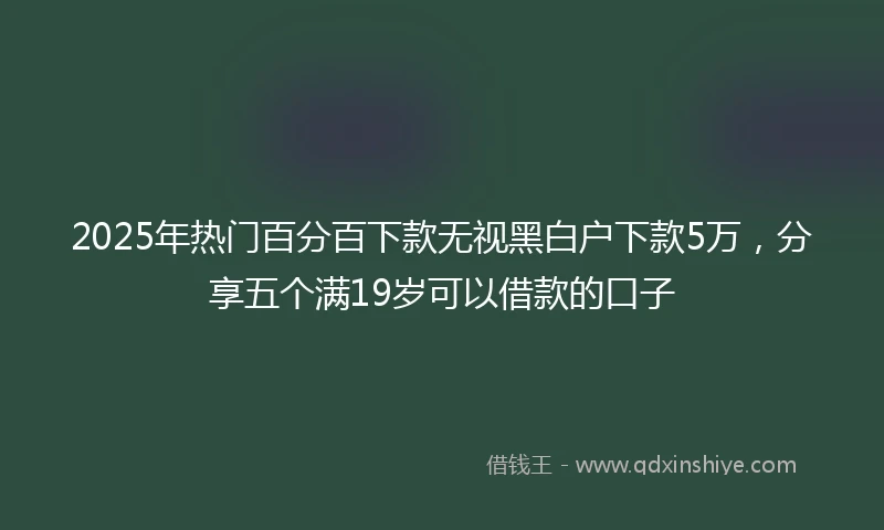 2025年热门百分百下款无视黑白户下款5万，分享五个满19岁可以借款的口子