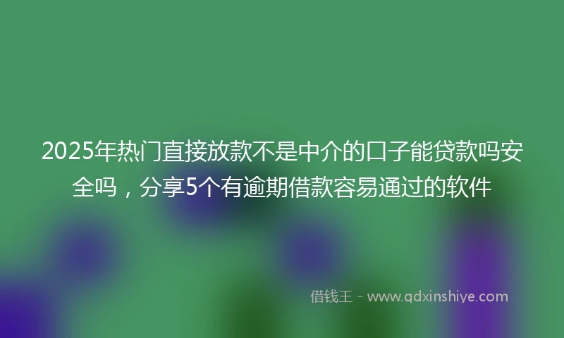 2025年热门直接放款不是中介的口子能贷款吗安全吗，分享5个有逾期借款容易通过的软件