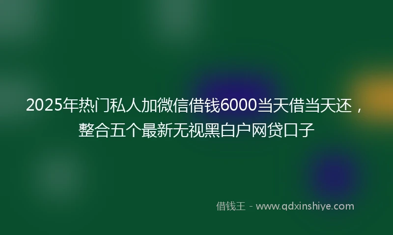 2025年热门私人加微信借钱6000当天借当天还,整合五个最新无视黑白户网贷口子