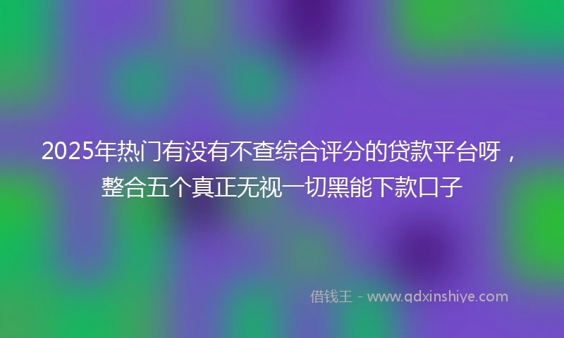 2025年热门有没有不查综合评分的贷款平台呀，整合五个真正无视一切黑能下款口子